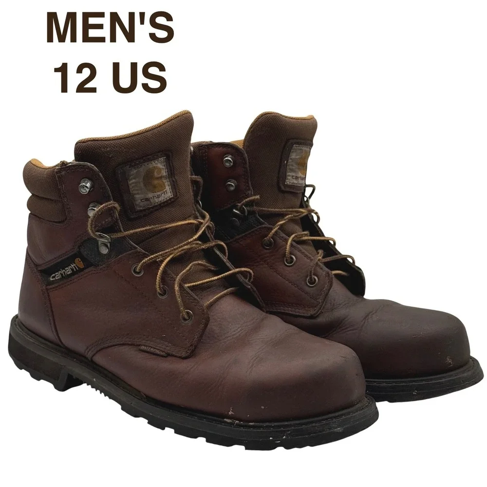 Carhartt Steel Toe Work Boots Mens 12 Brown Leather Waterproof‎ EH CH462